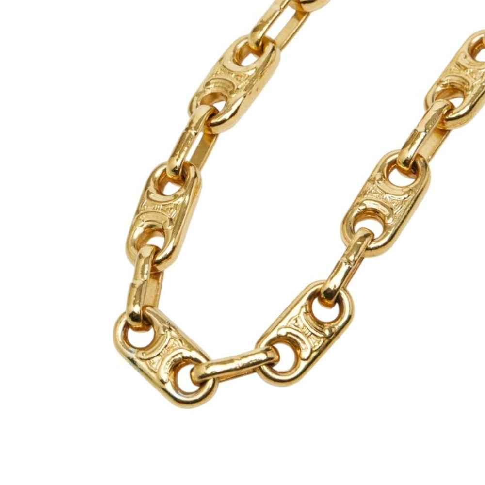 Celine Macadam Long Chain Necklace, Gold Plated, Women's